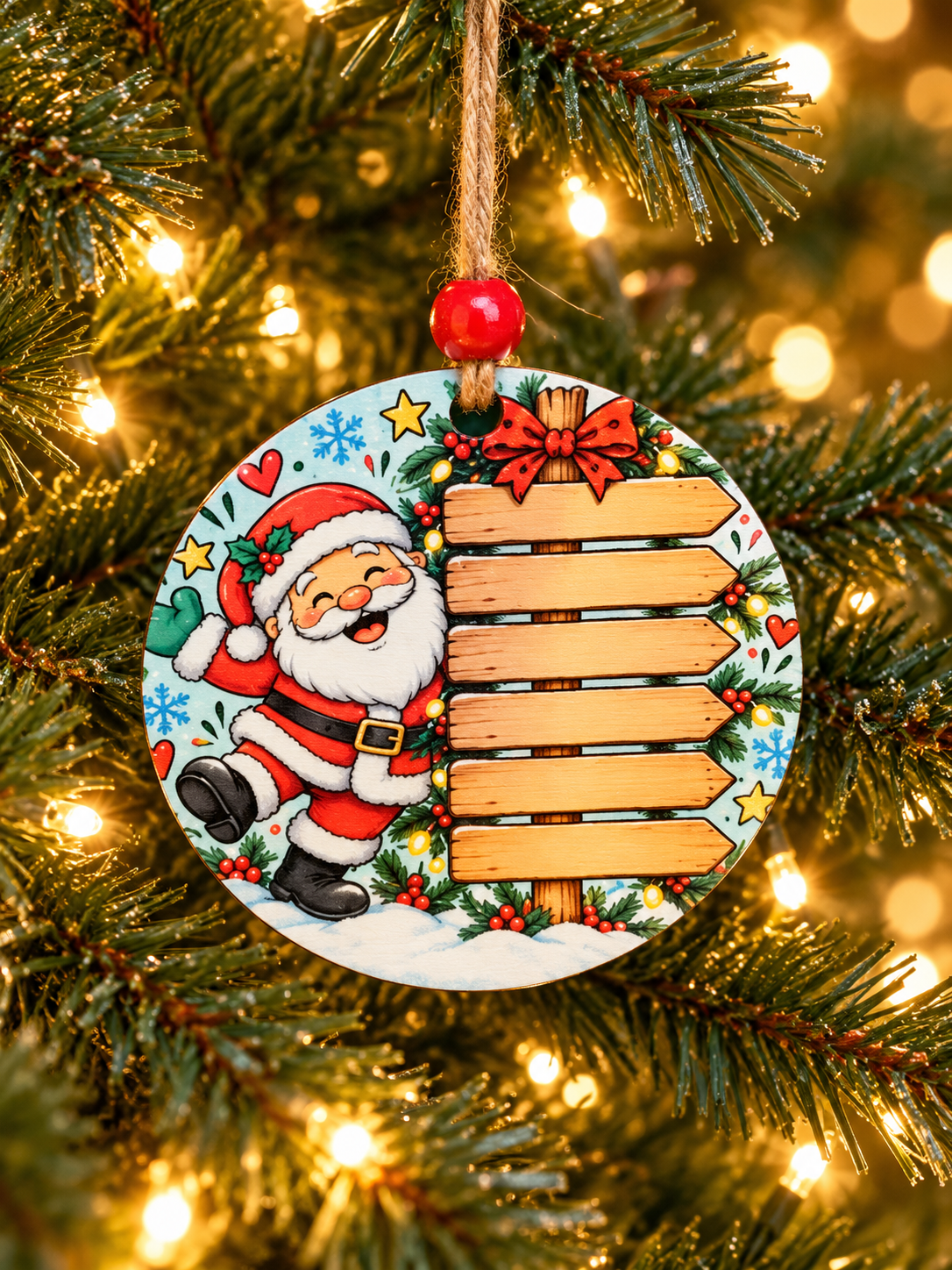 Personalized Santa Family 6 Names Ornament