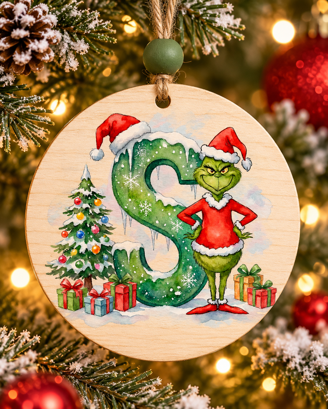 S - Green Character Personalized Ornament
