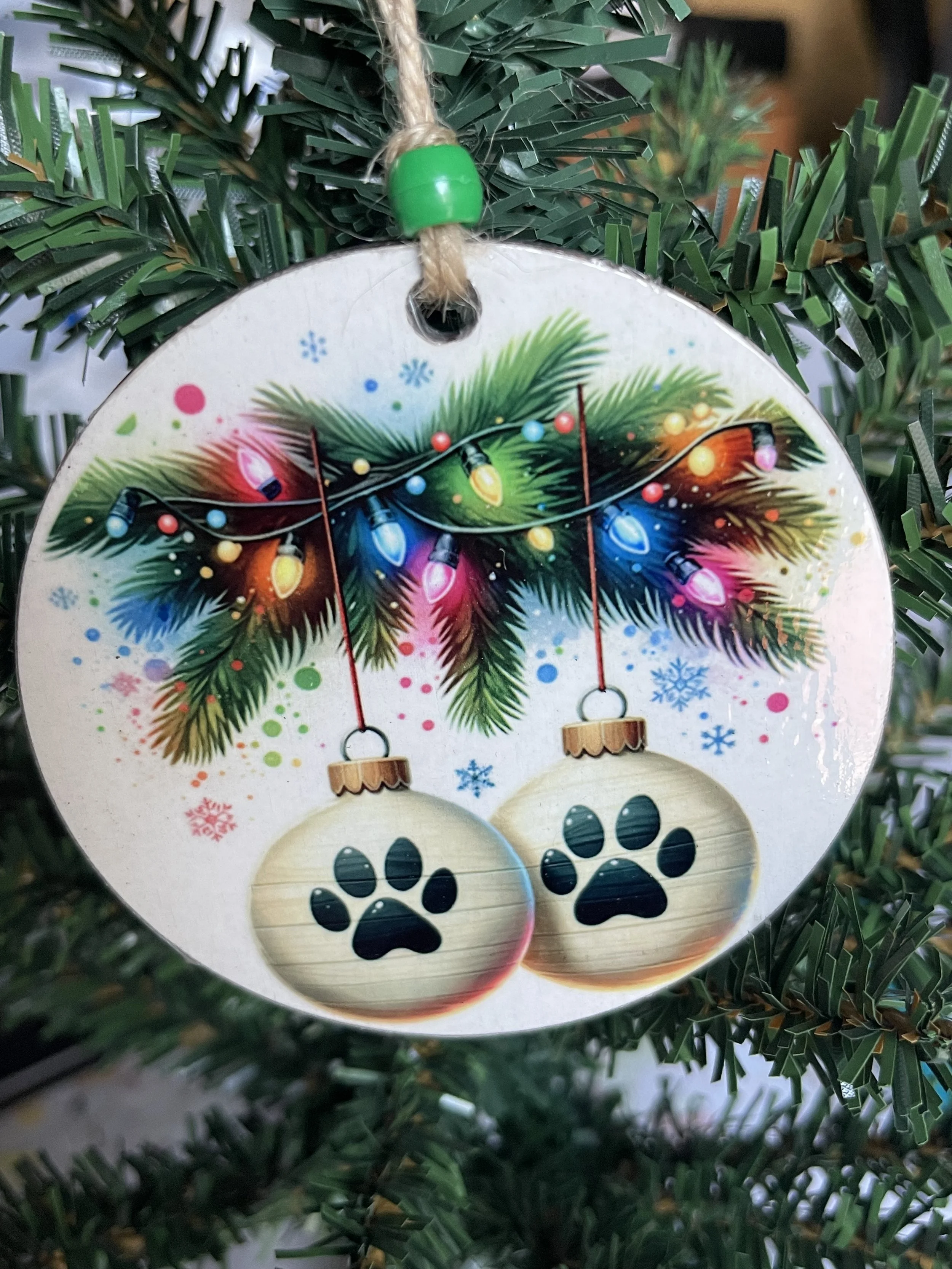 Two Dog Paw Prints Ornament