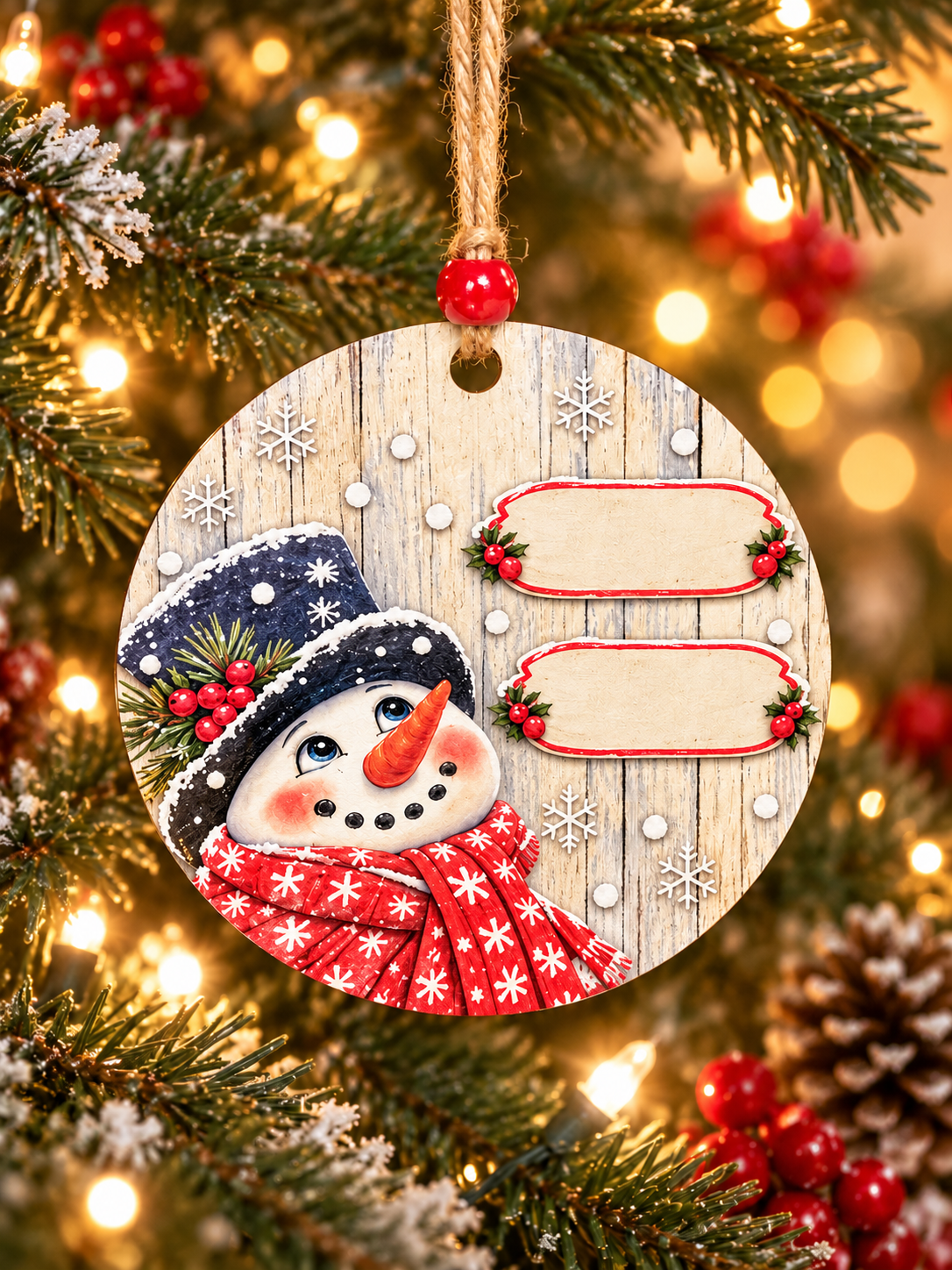 Personalized Snowman Family 2 Names Ornament