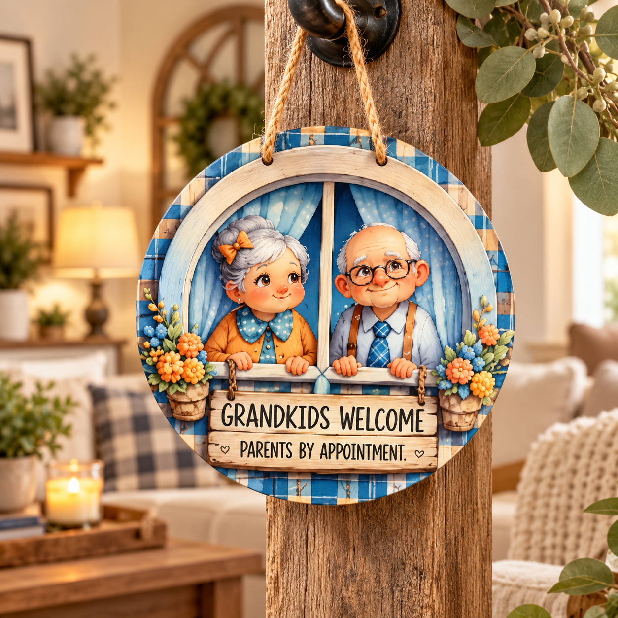 Grandkids Welcome 10inch Door Round