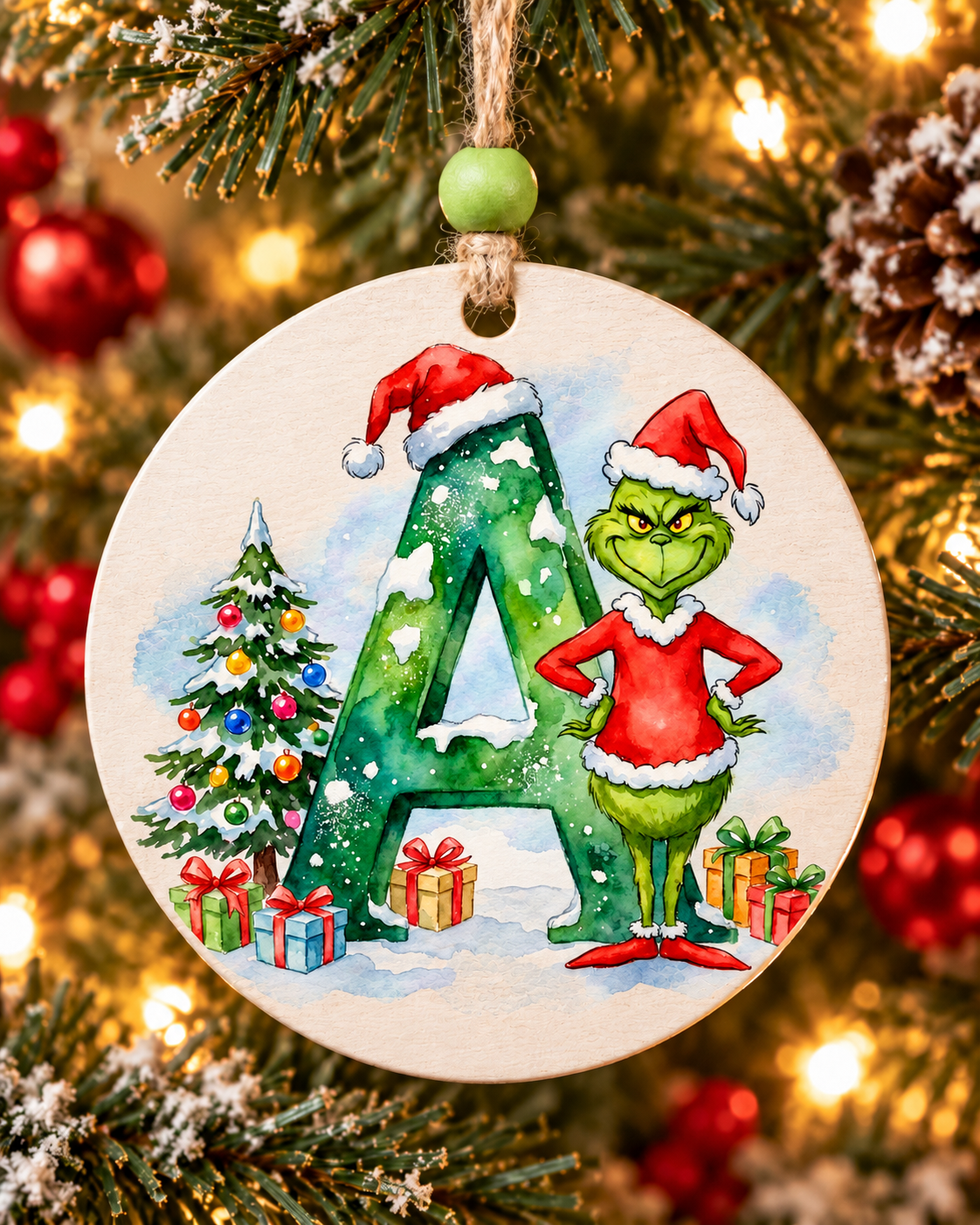 A - Green Character Personalized Ornament