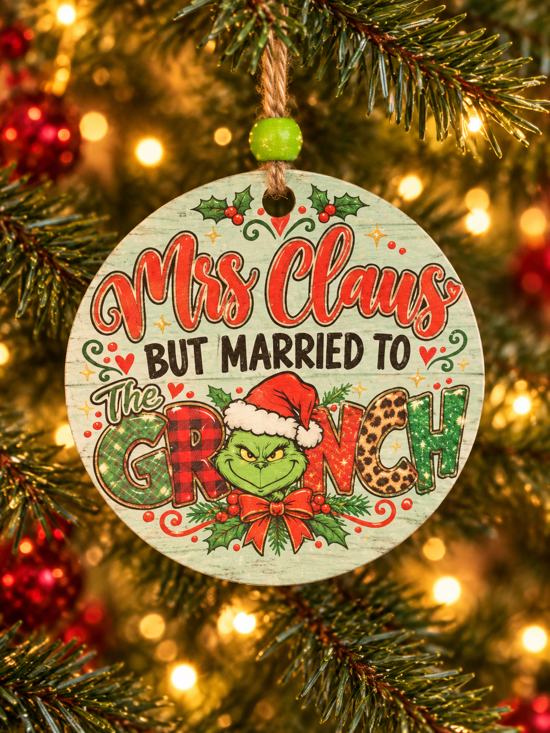 Married to a Holiday Grump Christmas Ornament