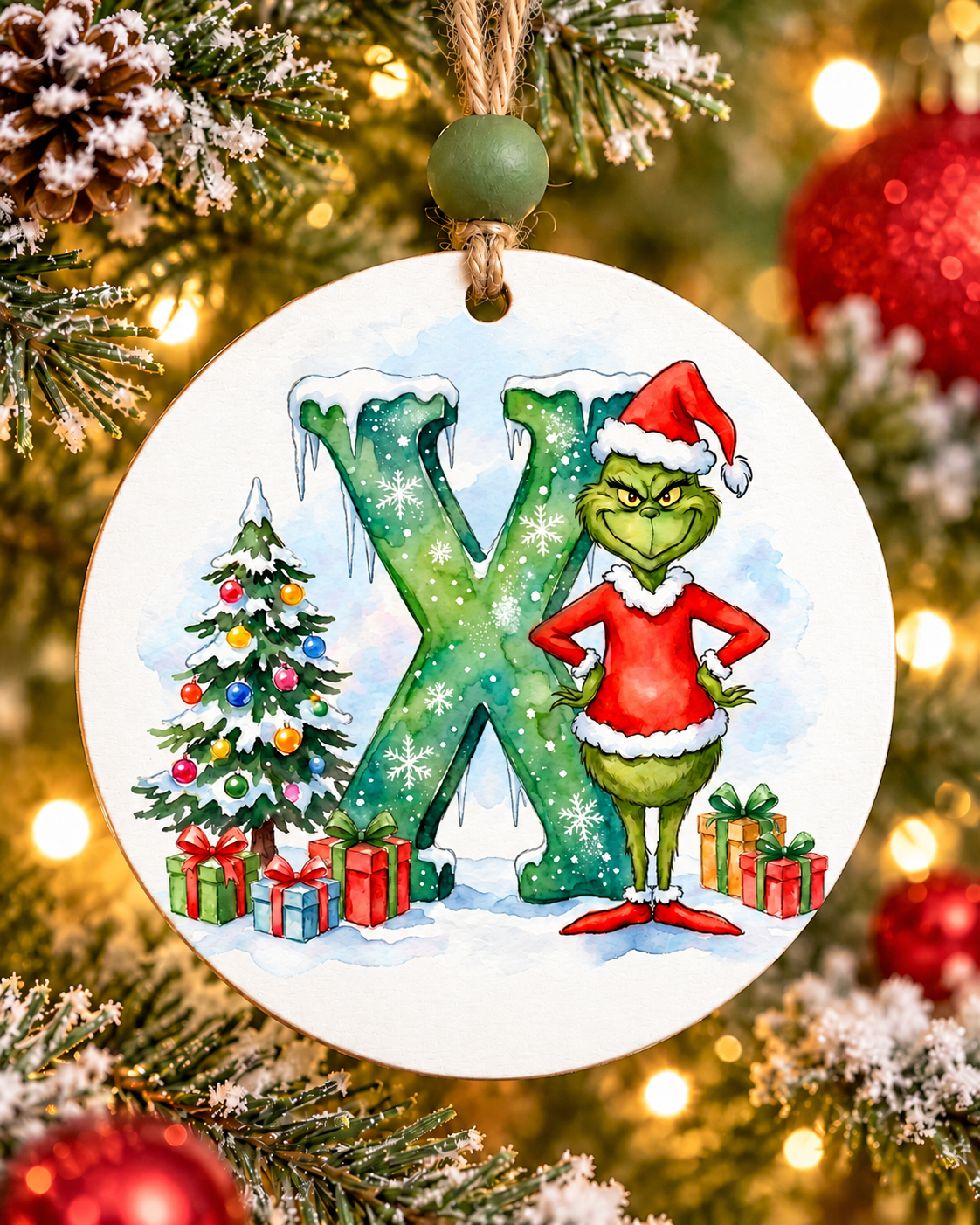 X - Green Character Personalized Ornament