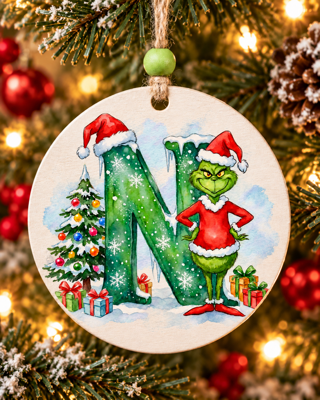 N - Green Character Personalized Ornament