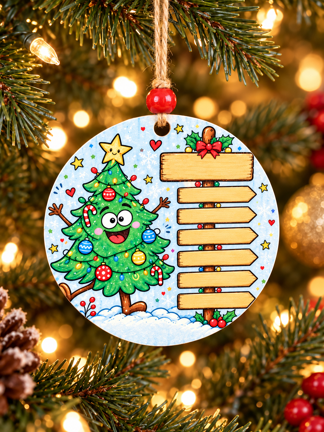 Personalized Christmas Tree Family 6 Names Ornament