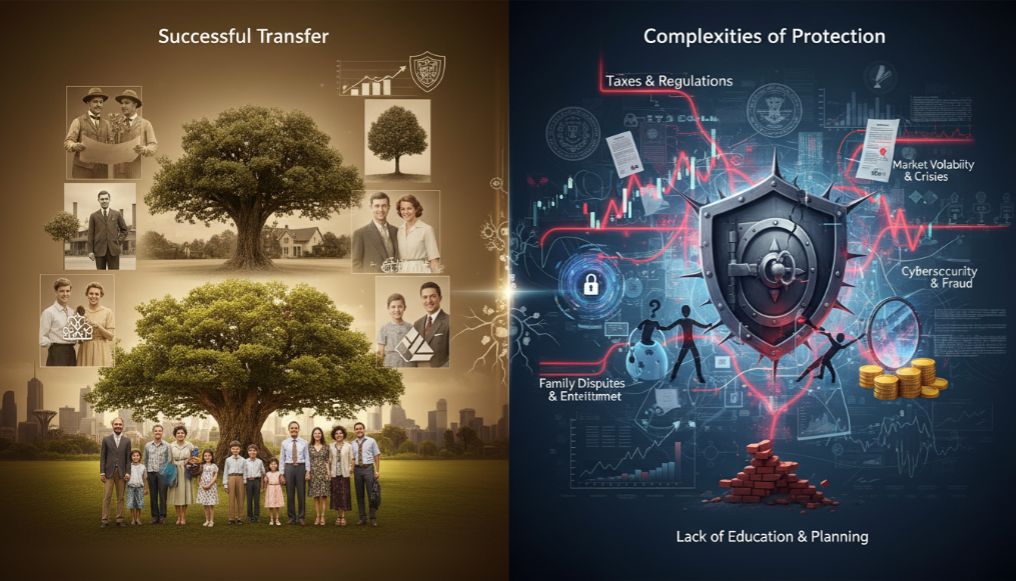 A landscape of mountains, a lake, and grassy rolling hills under an overcast sky.