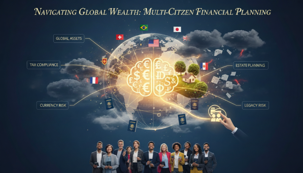 A modern wooden house with unique angular design, surrounded by tall grass and trees, with mountains in the background.