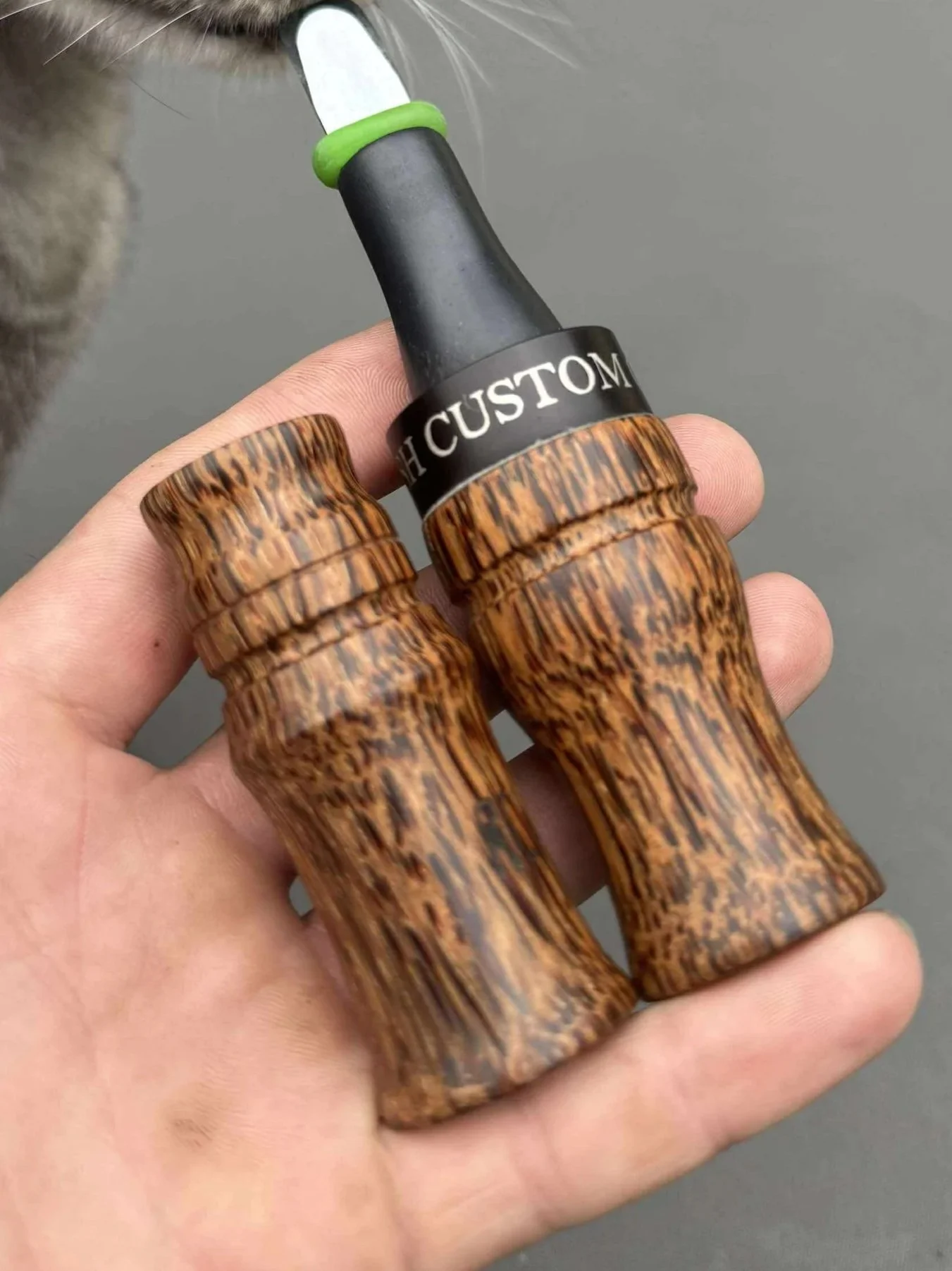 Custom rabbit and coyote howler made by Brian for team member Pierre.