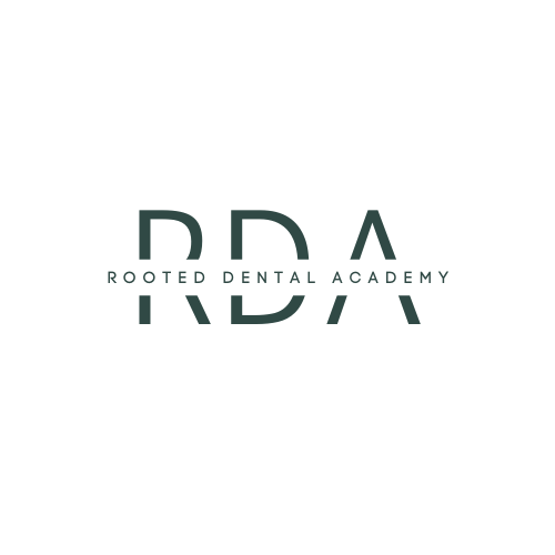 Logo for Rooted Dental Academy with stylized letters and the full name beneath.