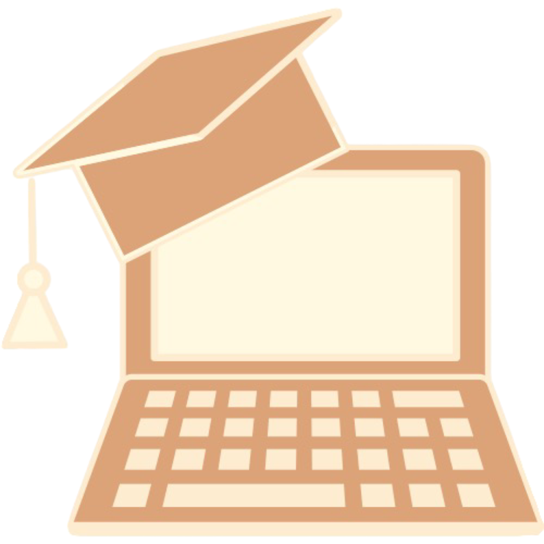 Illustration d'un ordinateur portable avec un chapeau de diplômé posé dessus.