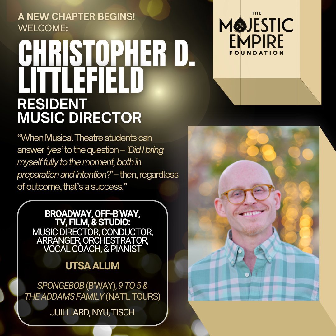 🎭🎹 We&rsquo;re thrilled to officially welcome Christopher D. Littlefield as our new Resident Music Director at the Majestic Empire Foundation! 🎭🎹
-
🎓 In an exciting career spanning over three decades, Mr. Littlefield has made a name for himself 