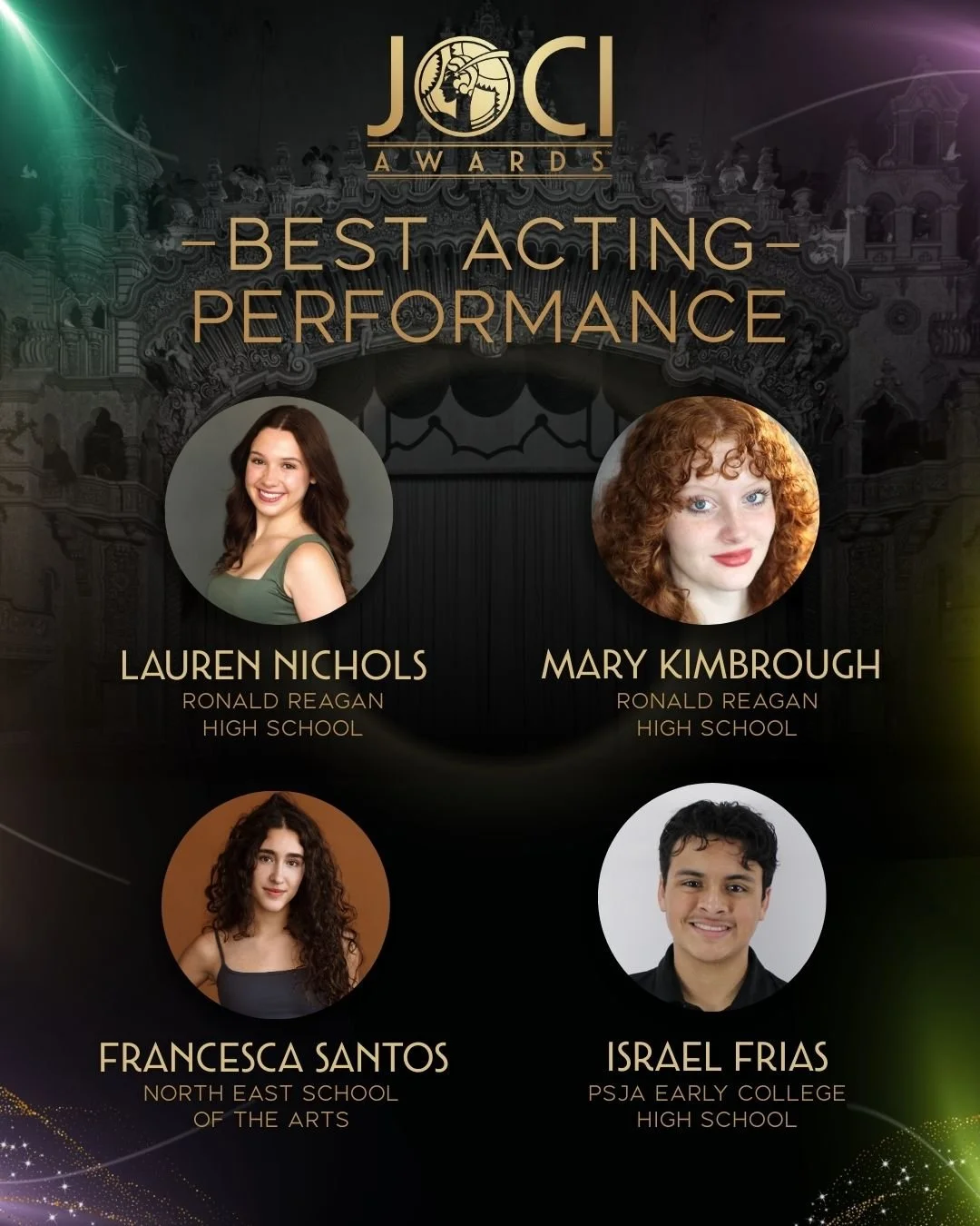 🎭 2026 Joci Awards Nominees: Best Acting Performance

And the nominees are&hellip;

We&rsquo;re proud to announce the nominees for Best Acting Performance in the 2026 Joci Awards, celebrating the incredible high school theatre talent from across San