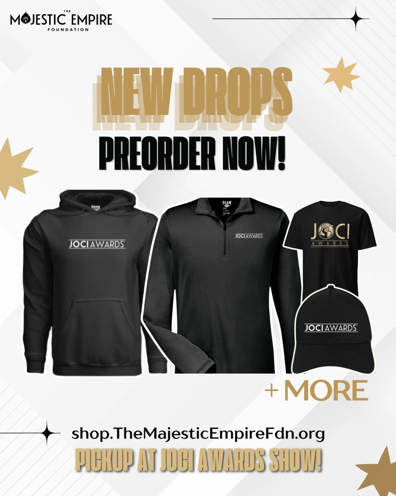 🛍️ Want to take home some swag from the 2026 Joci Awards? Preorder NEW ARRIVALS for pickup at the show! 

‼️Joci Awards merchandise and MORE now available at shop.themajesticempirefdn.org ✅

#supportthearts #southtexas #jociawards