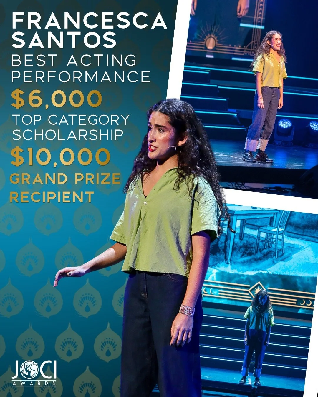 Francesca Santos from @northeastschoolofthearts gave a heart-moving performance of a monologue from "Doin' Time: Through the Visiting Glass," earning 1st place in the Best Acting Performance category and a $6,000 scholarship! 🥇

🎖️ Additi