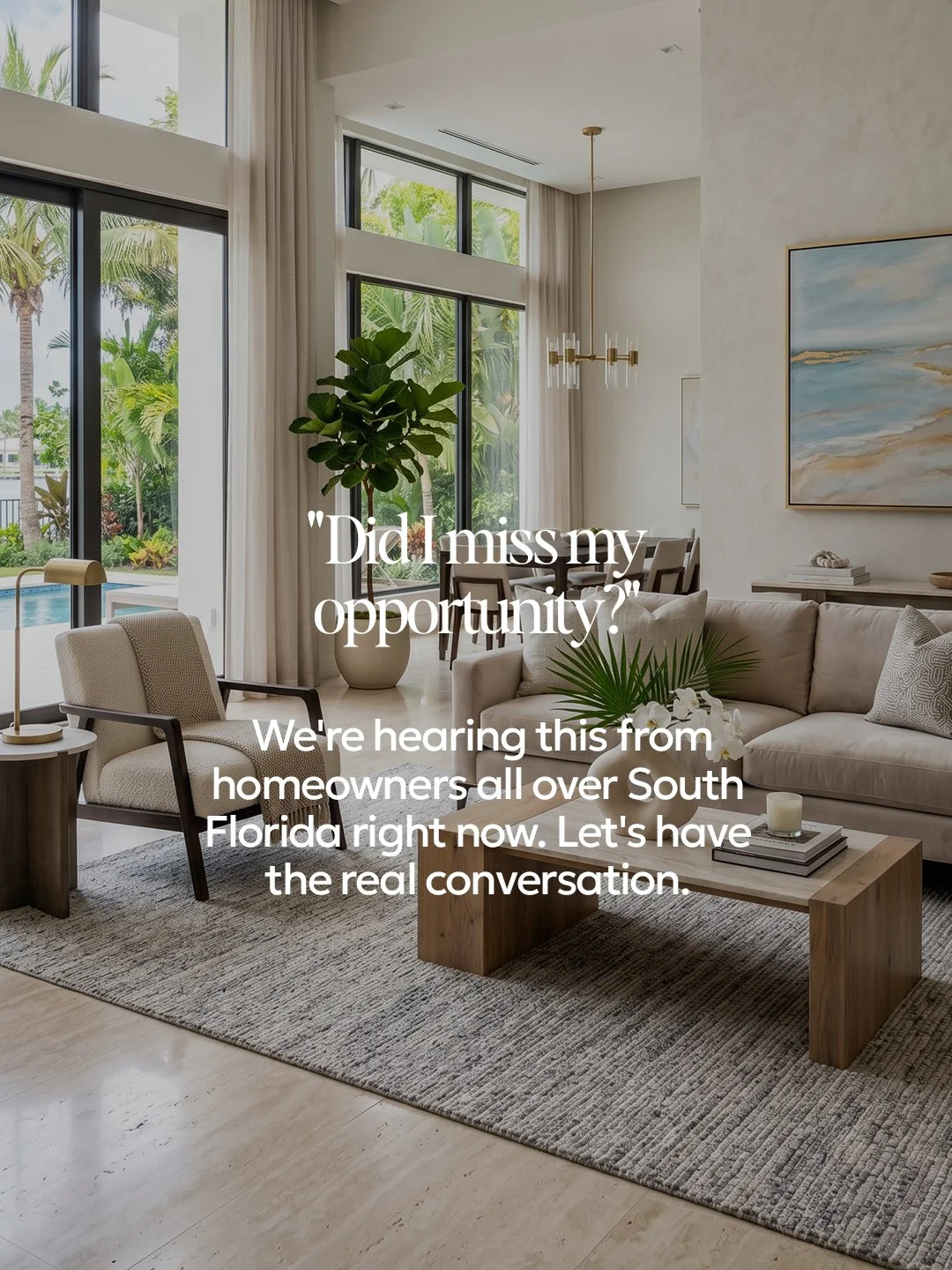 Let's have the conversation nobody is actually having. 👇

If you've been asking yourself whether you missed your window, you're not alone. We're hearing it from homeowners all over South Florida right now. And we understand why.

But market shifts d