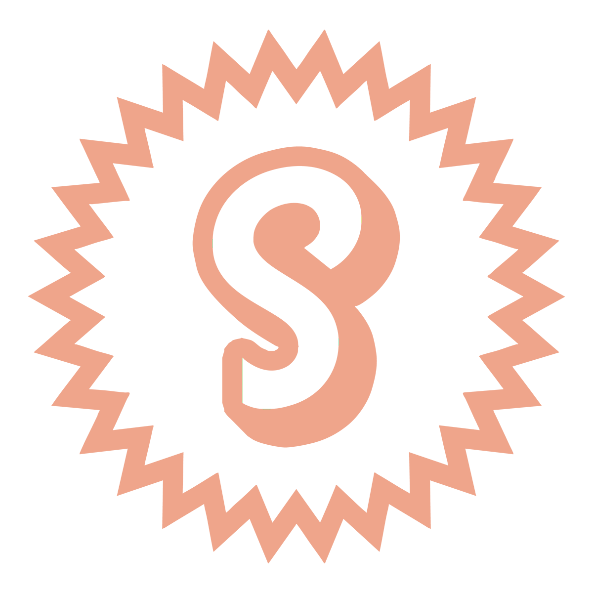 A stylized icon with an S inside a starburst shape.