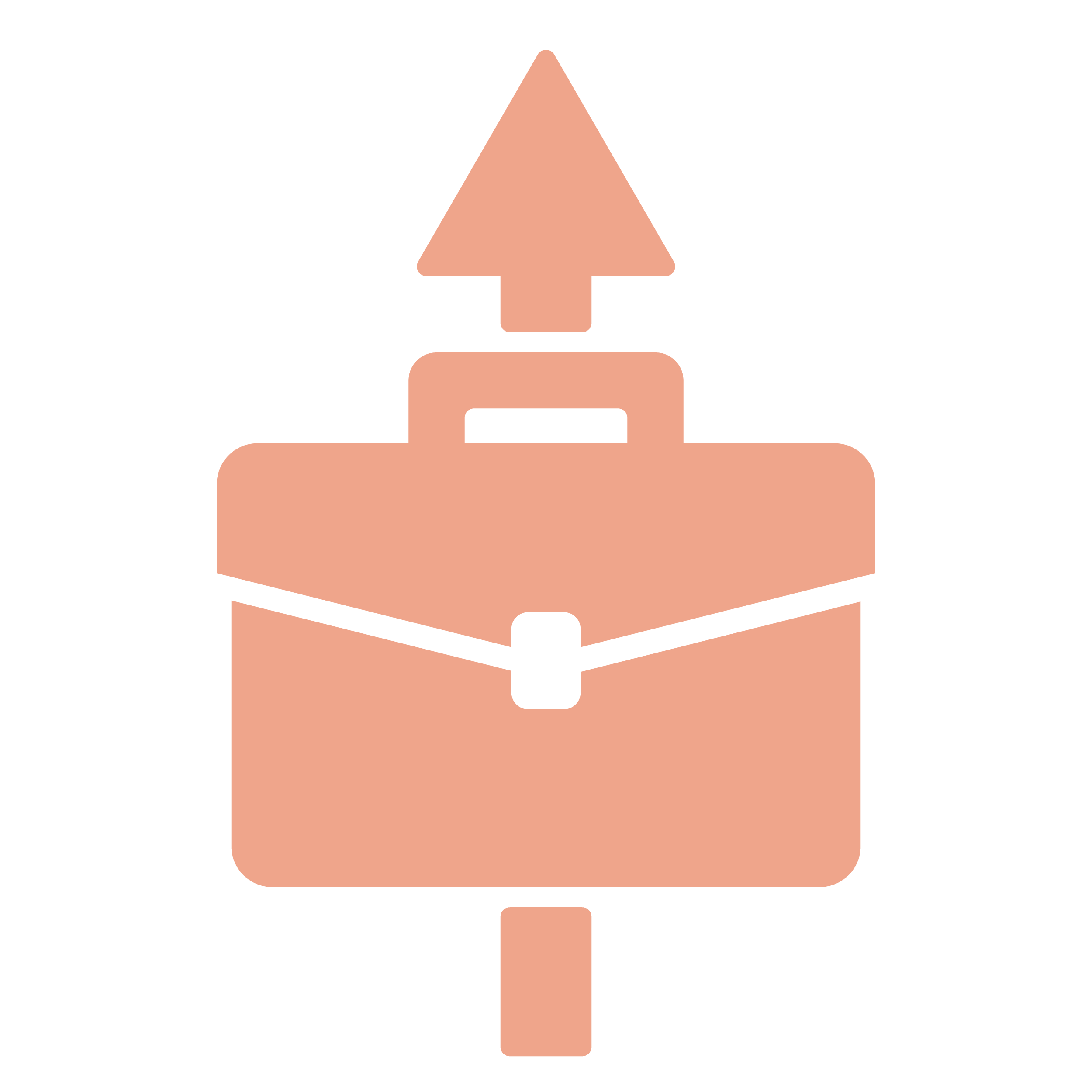 Icon of a briefcase with an upward arrow above it.