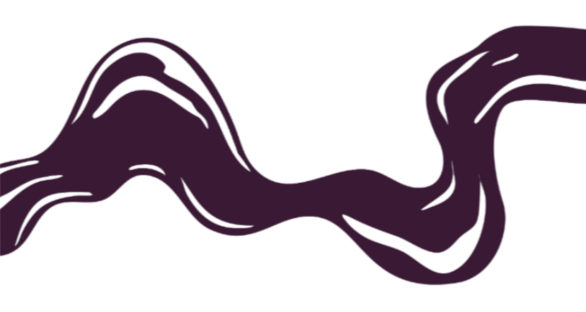 A stylized, abstract depiction of a purple ribbon or flowing fabric against a black background.