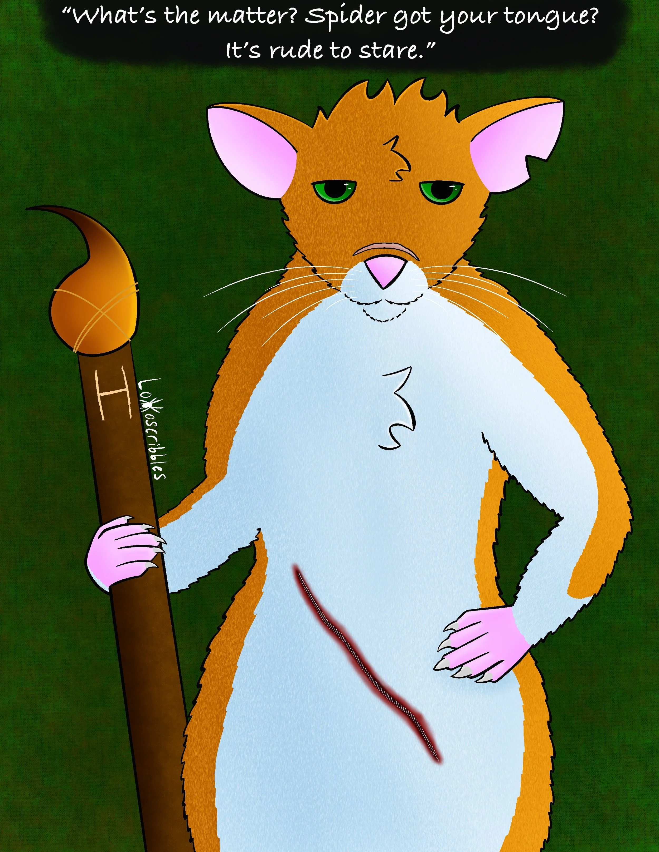A scene featuring a mouse character from my fiction story Arachnid Assault