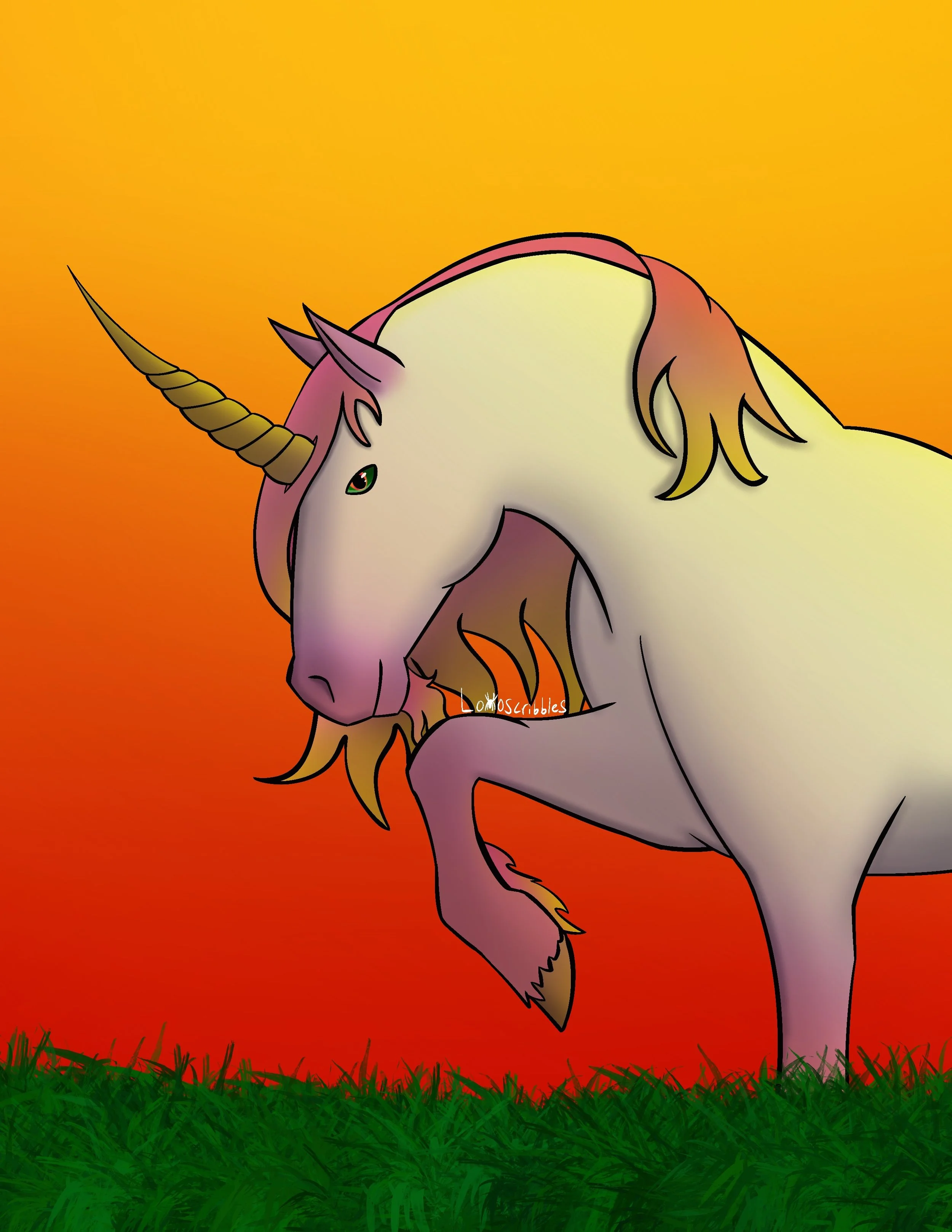Scene featuring a friend's unicorn character