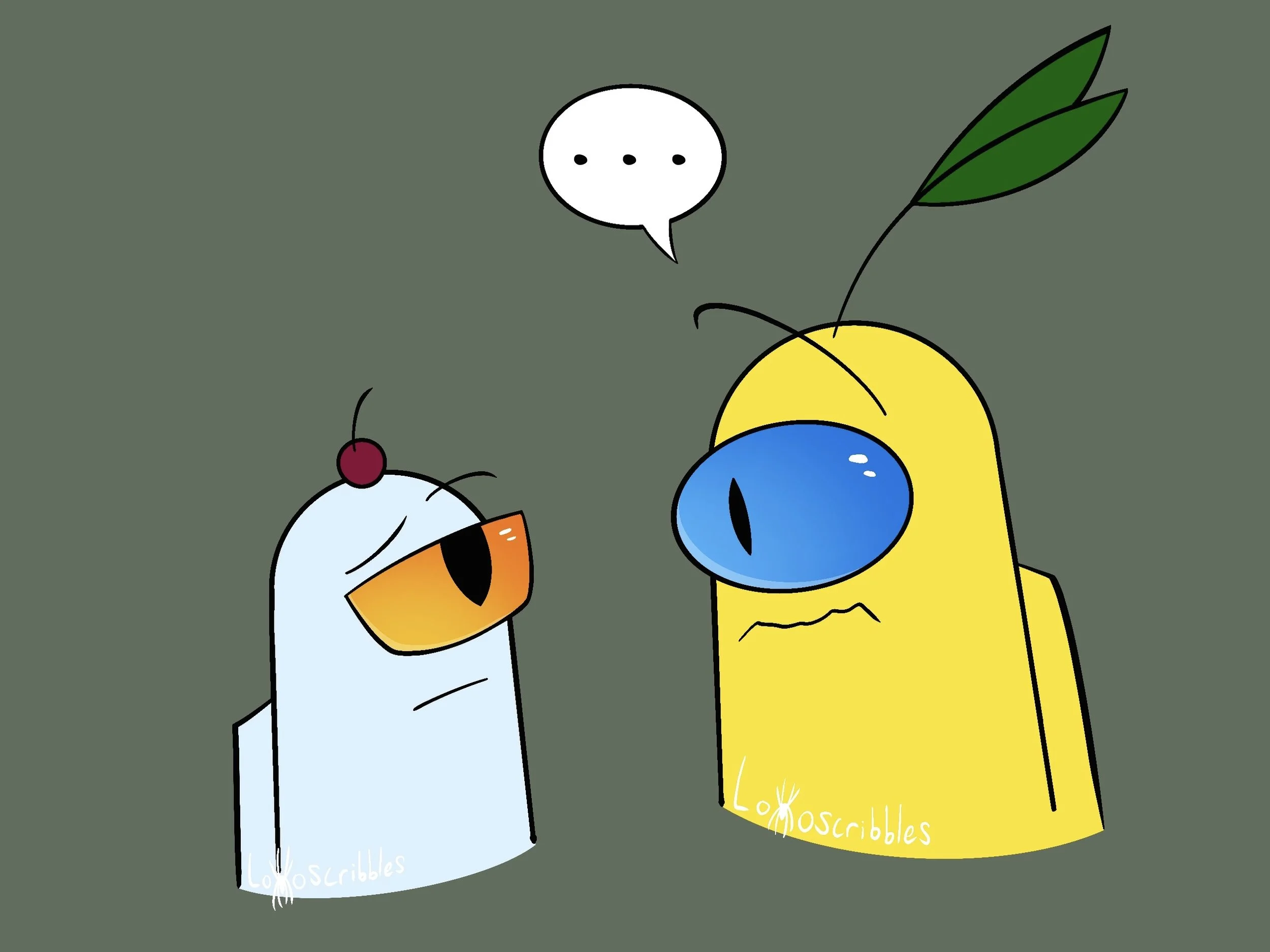 A scene featuring two of my Among Us characters in 'bean form'
