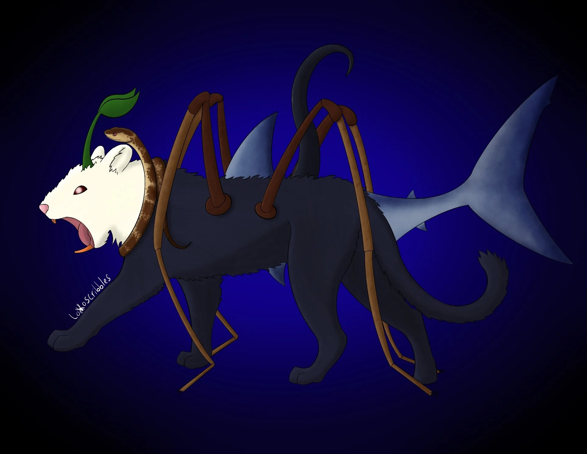 Drawing of a fantasy hybrid creature designed by a friend
