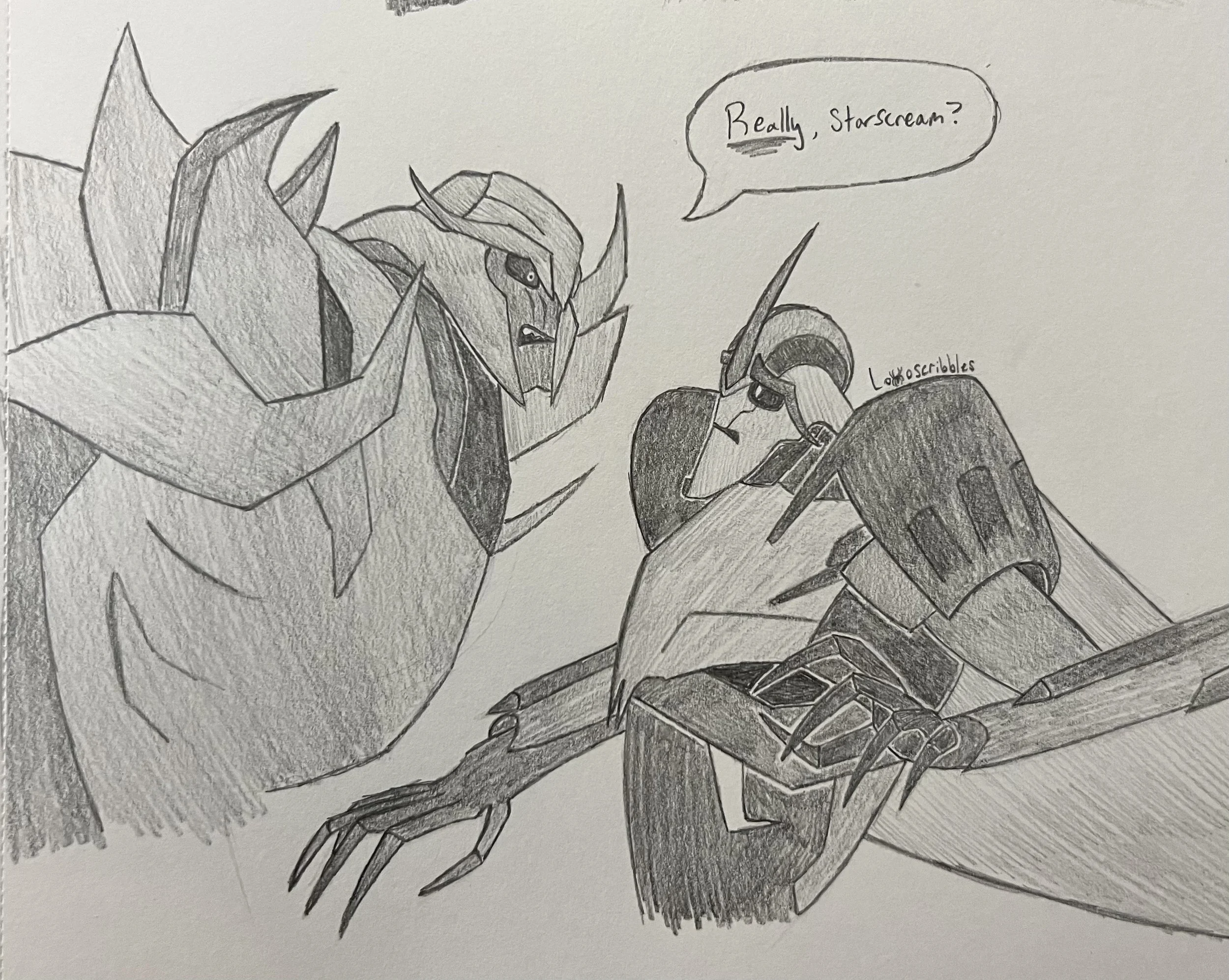 Megatron and Starscream from Transformers: Prime