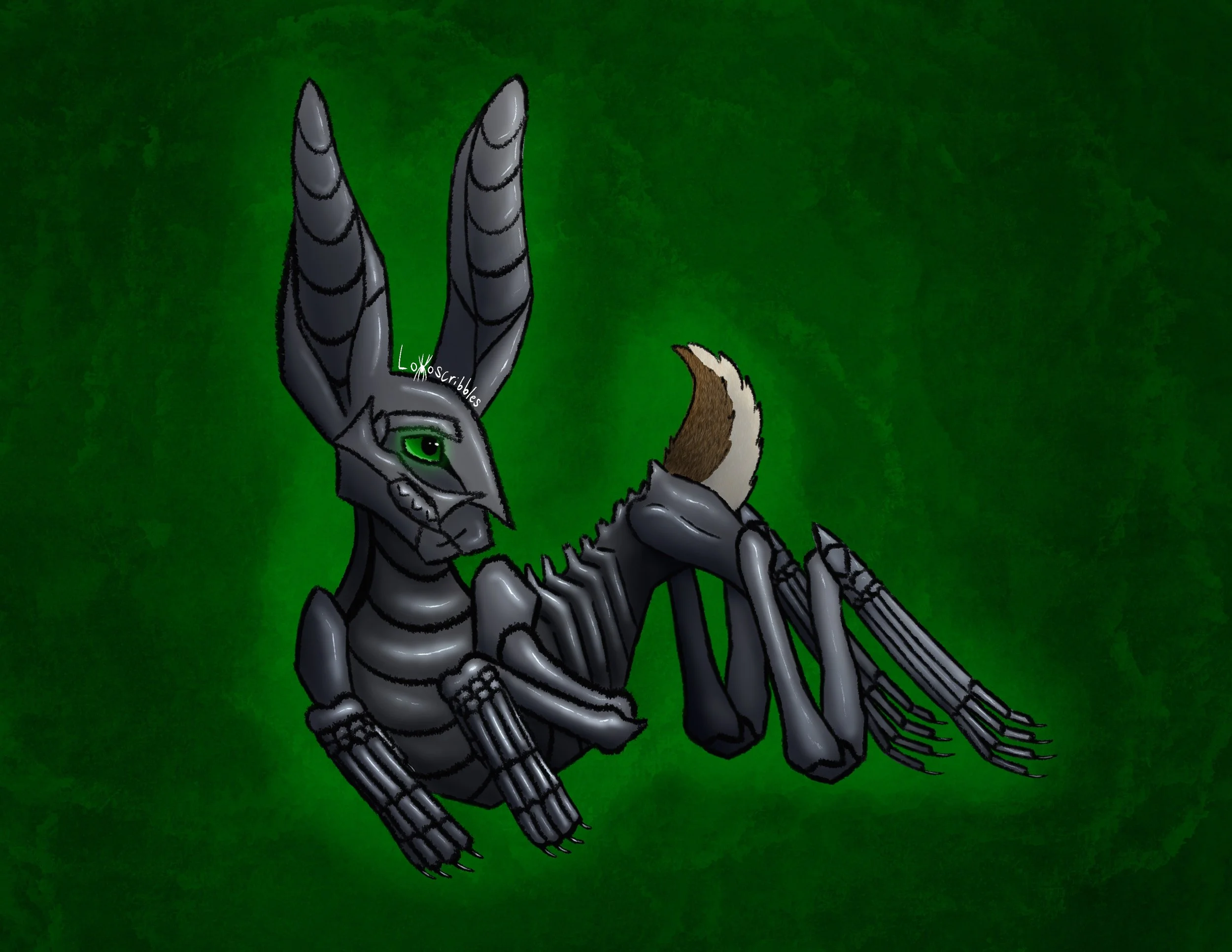 Illustration of a friend's robotic rabbit character