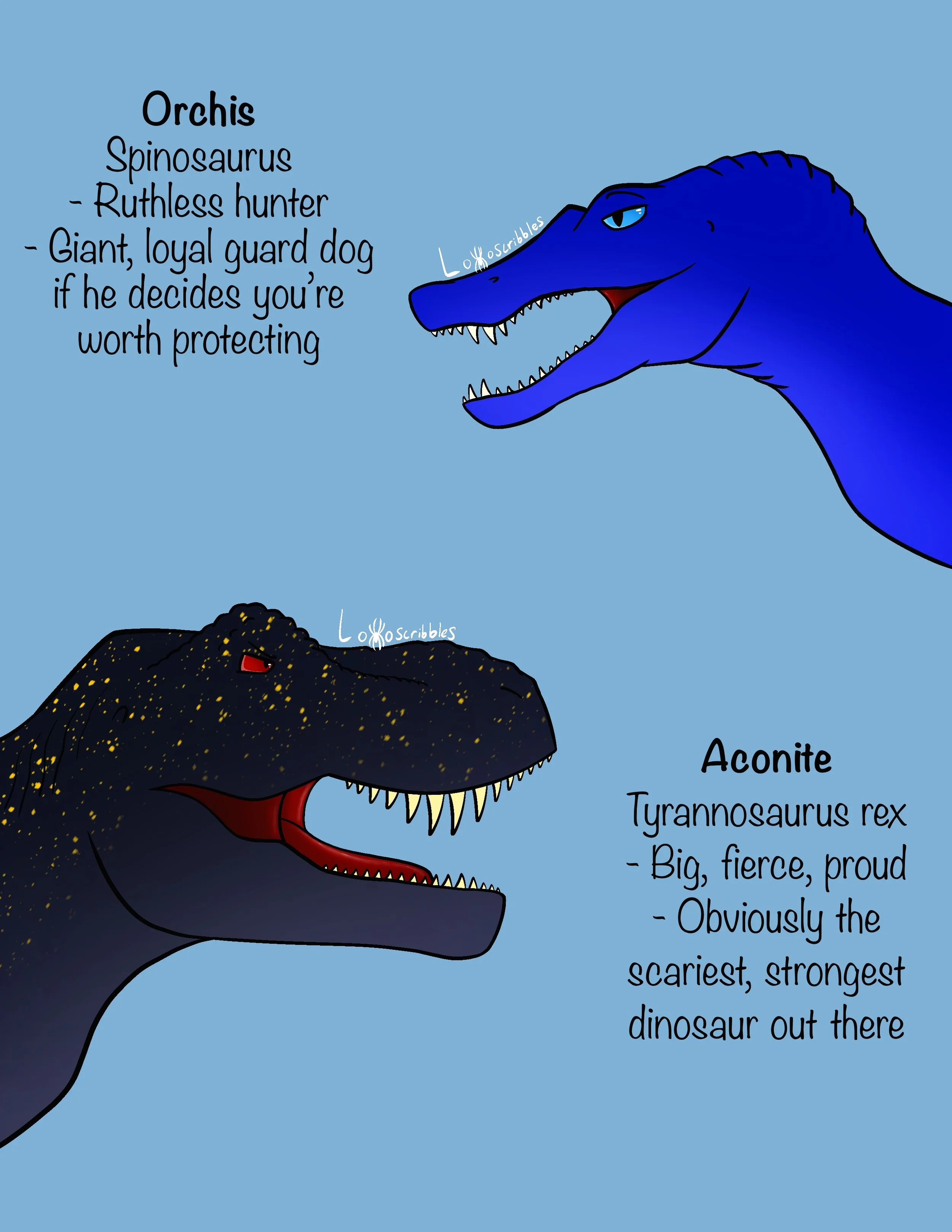 Dinosaur designs for a pair of my characters