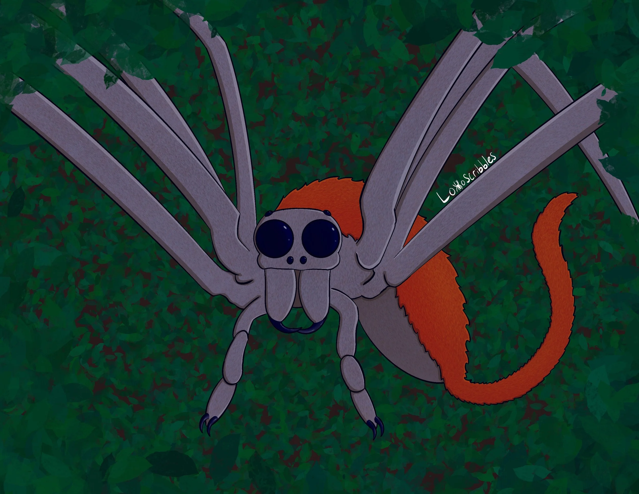 A scene depicting one of my spider characters from my fiction story Arachnid Assault