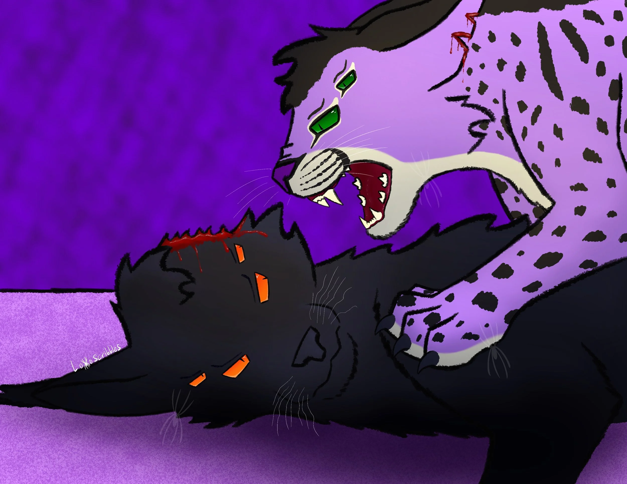 A pair of my four-eyed alien cats fighting
