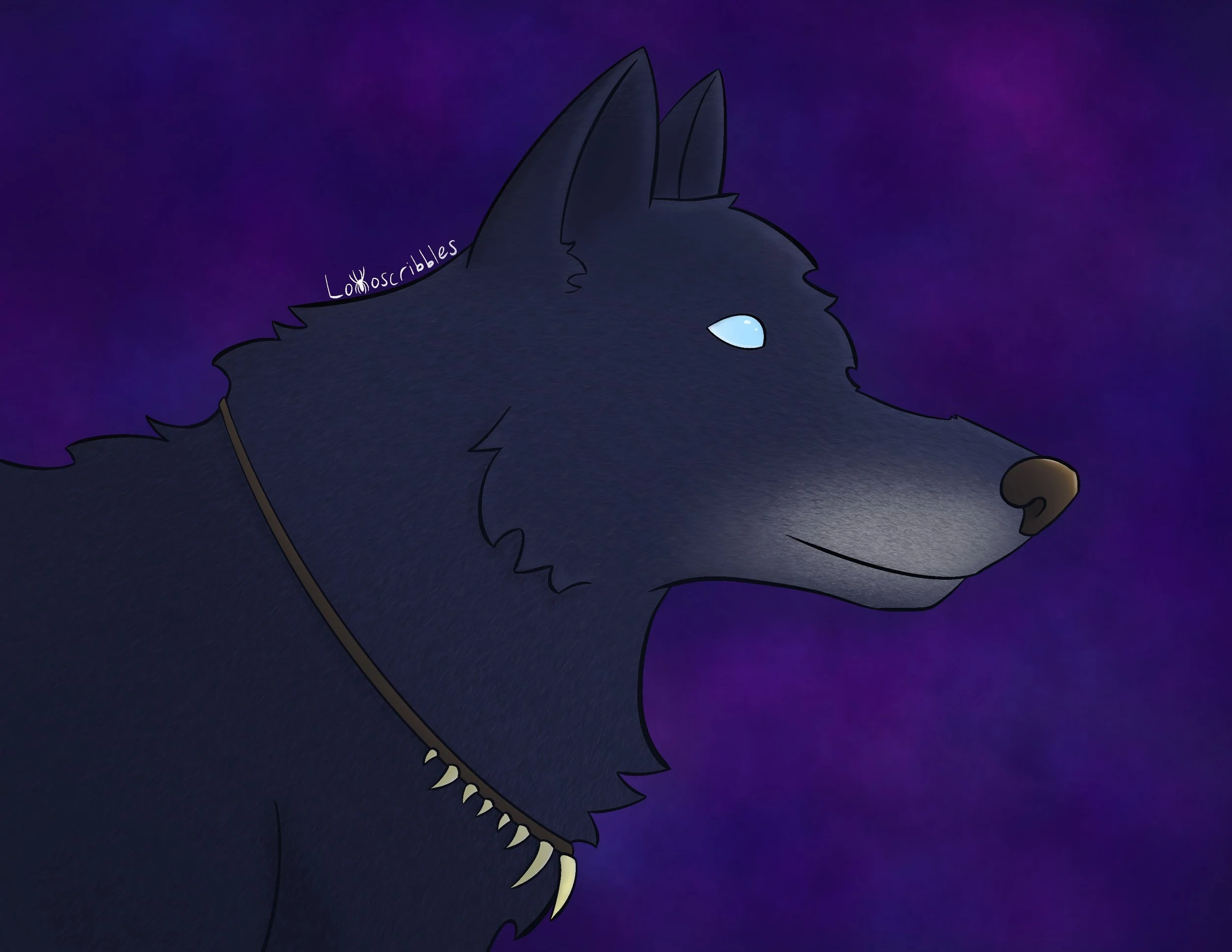 Illustration of a friend's wolf character