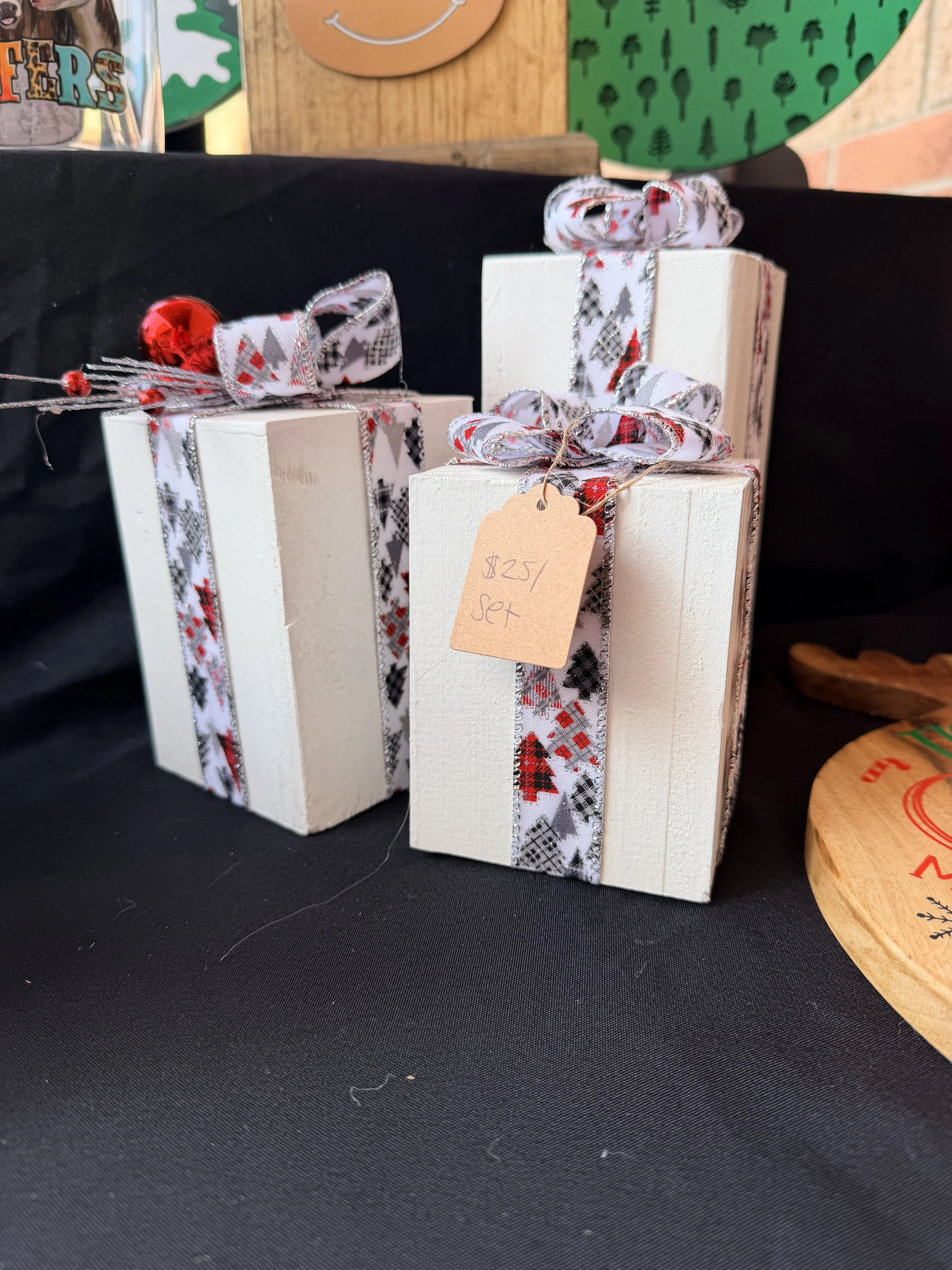 Wooden Block Christmas Present Set