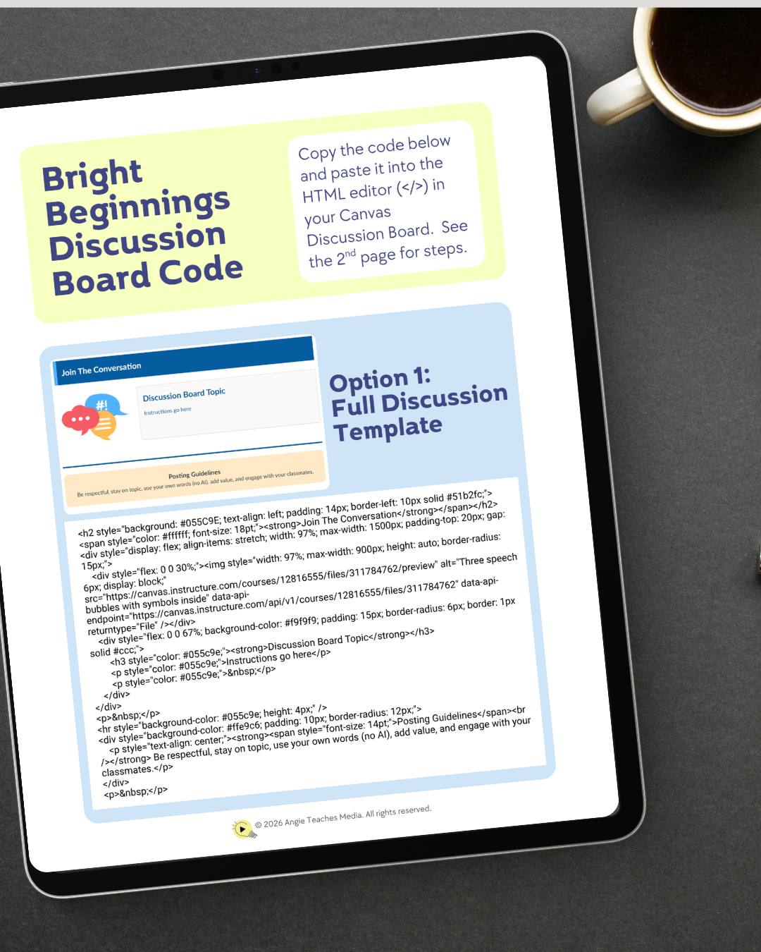 Bright Beginnings Discussion Board Template Code (FREE!)