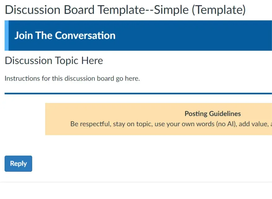 Canvas Discussion Board Template: Bright Simple