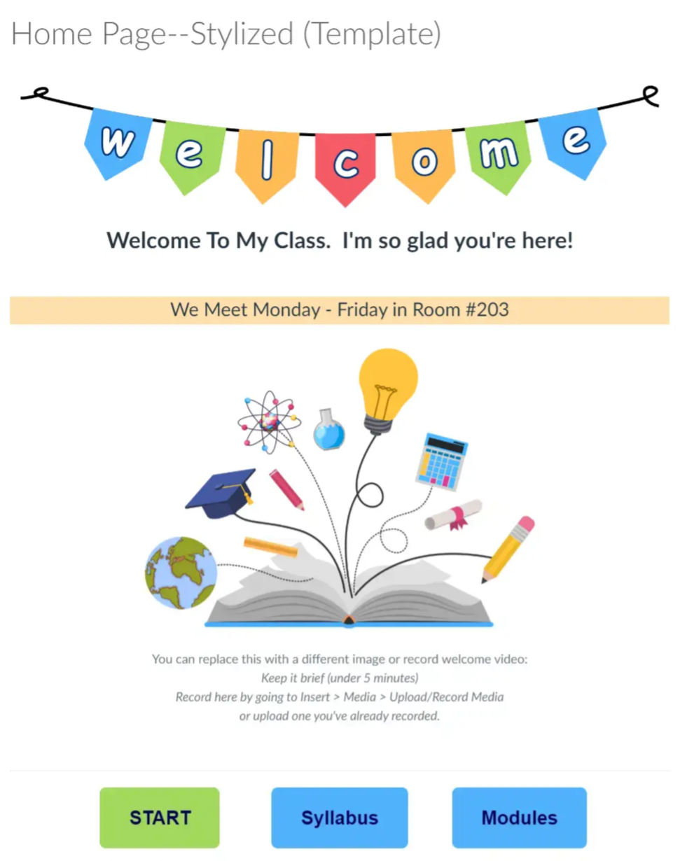 Stylized Canvas Homepage with Welcome Banner