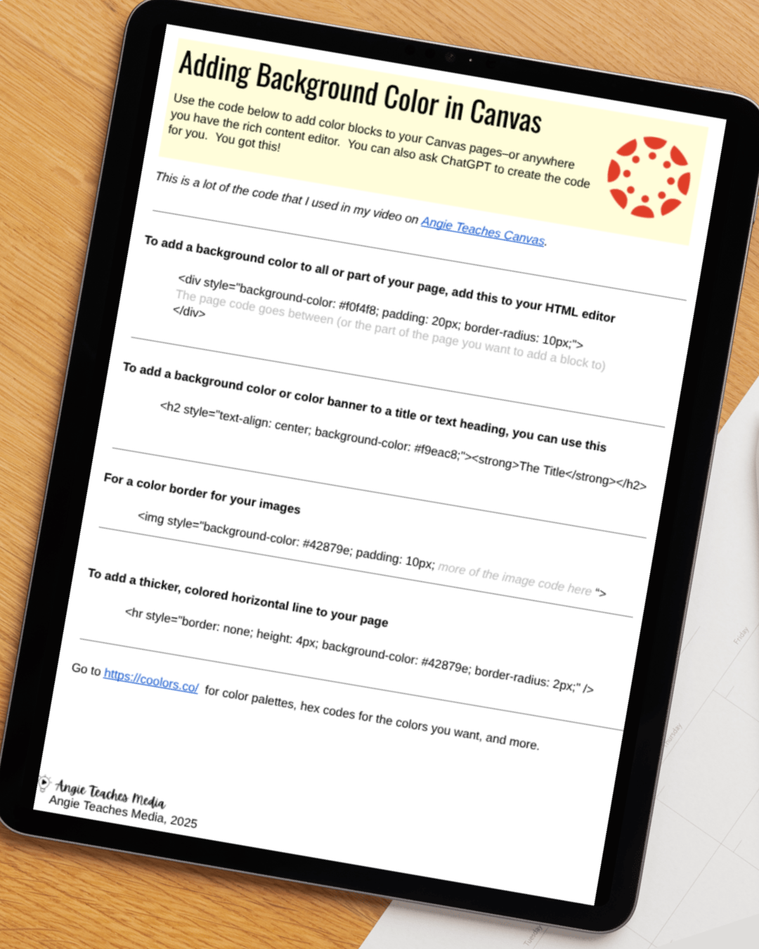 Background Color in Canvas (FREE!) — Angie Teaches Media