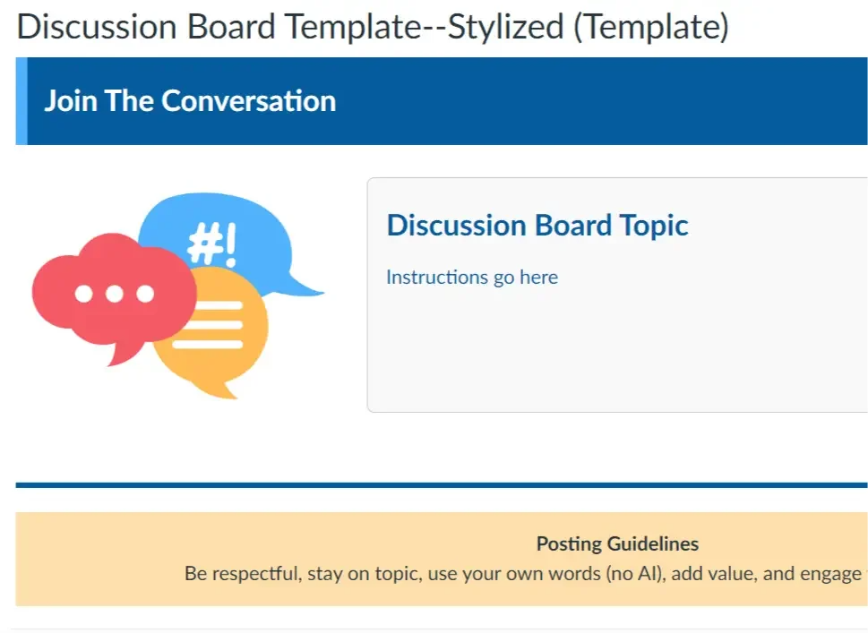 Canvas Discussion Board Template: Bright Stylized