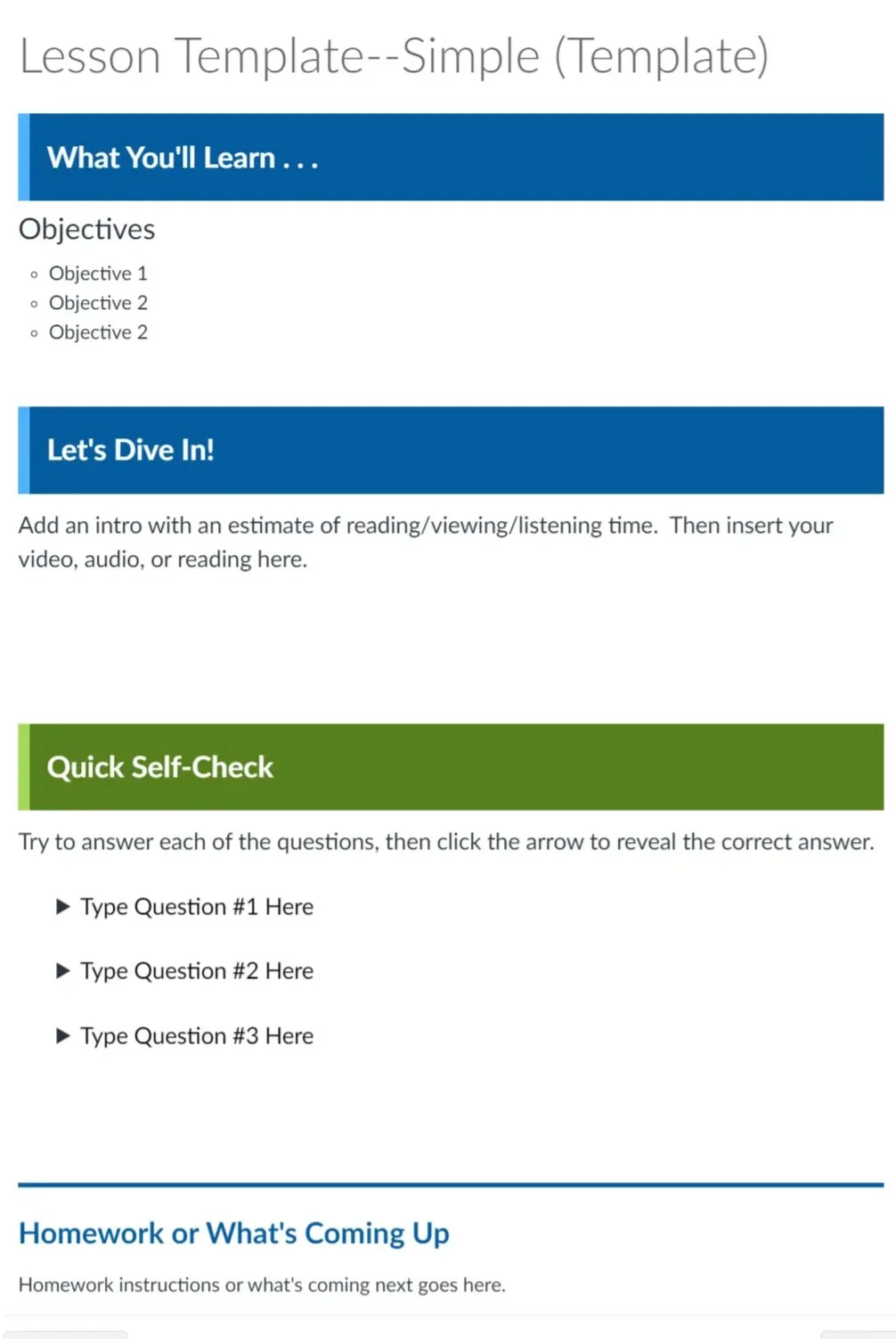 Canvas Lesson Template: Bright Simple
