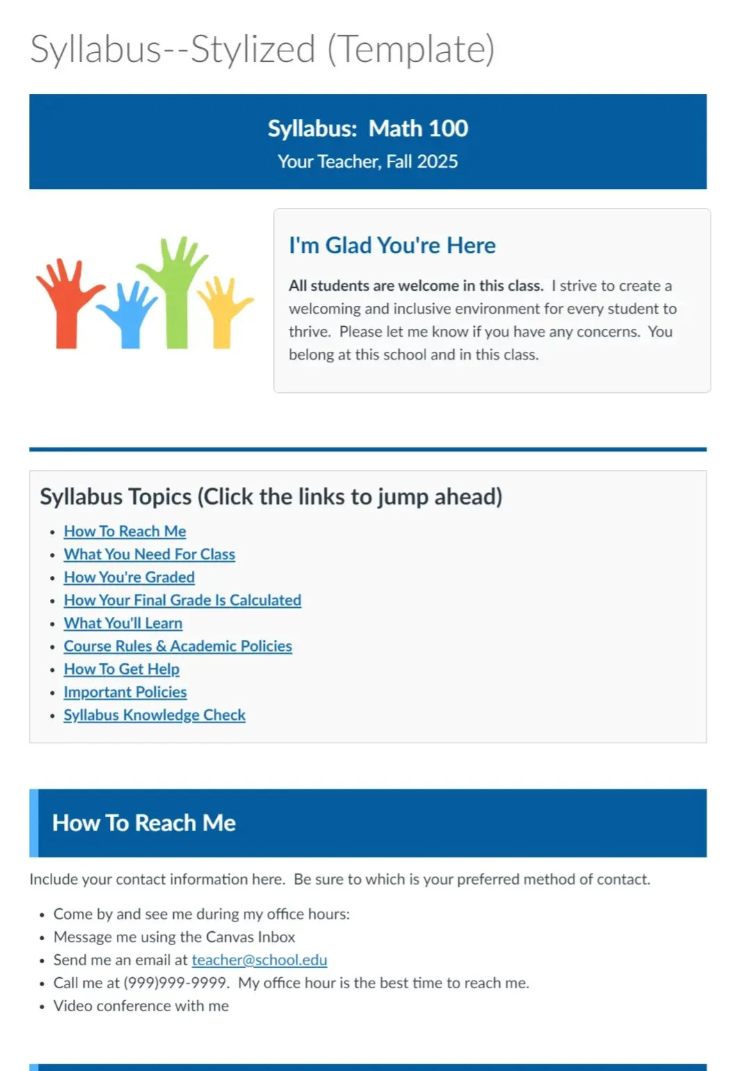 Canvas Syllabus Template: Bright Stylized