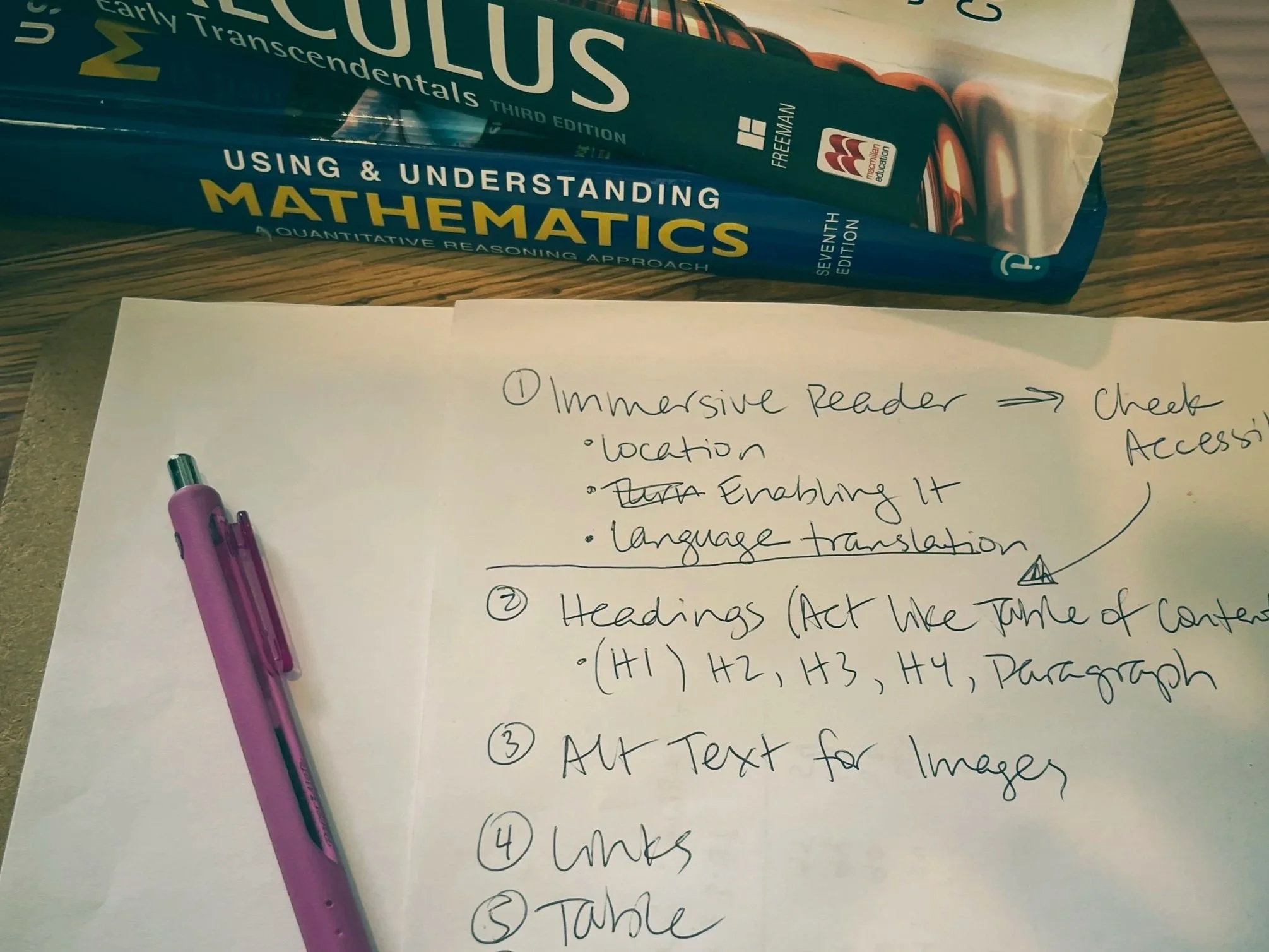 Paper with handwritten notes