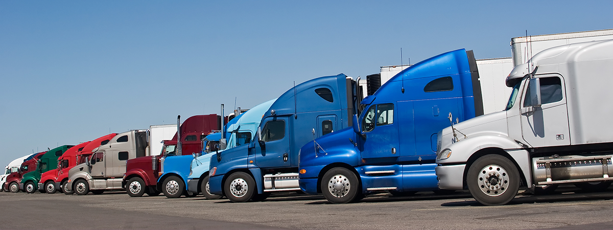 line of commercial trucks