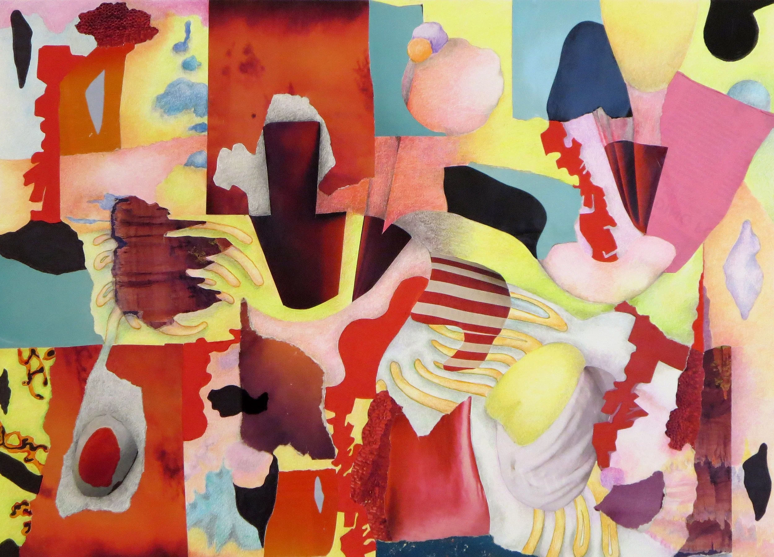 Sue's choice
Collage with mixed media on Bristol
17" x 19"  (2018)