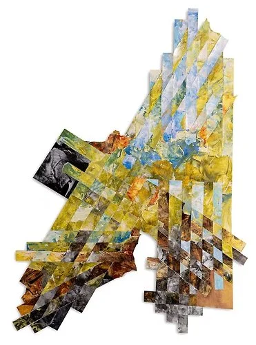 Virago Series: Two Sides
Woven acrylic painting and collage on Taskboard
31" x 24"  (2022)