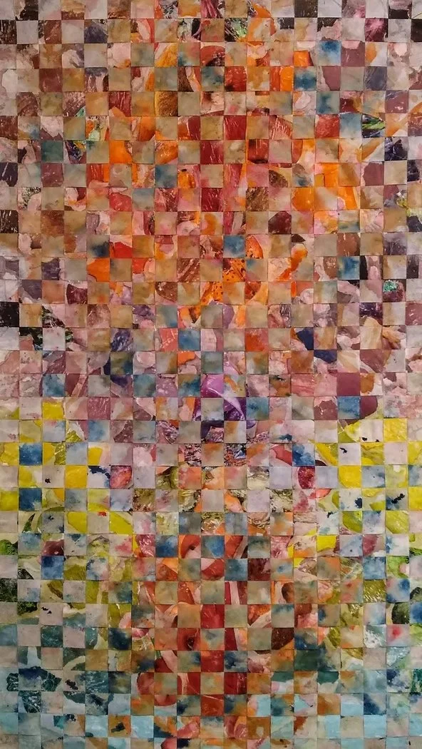 Aura
Woven collage, mixed media on vellum
34" x 19"  (2021)