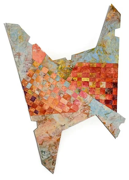 Sun Set
Woven acrylic painting and collage on Taskboard
37" x 27"  (2021)