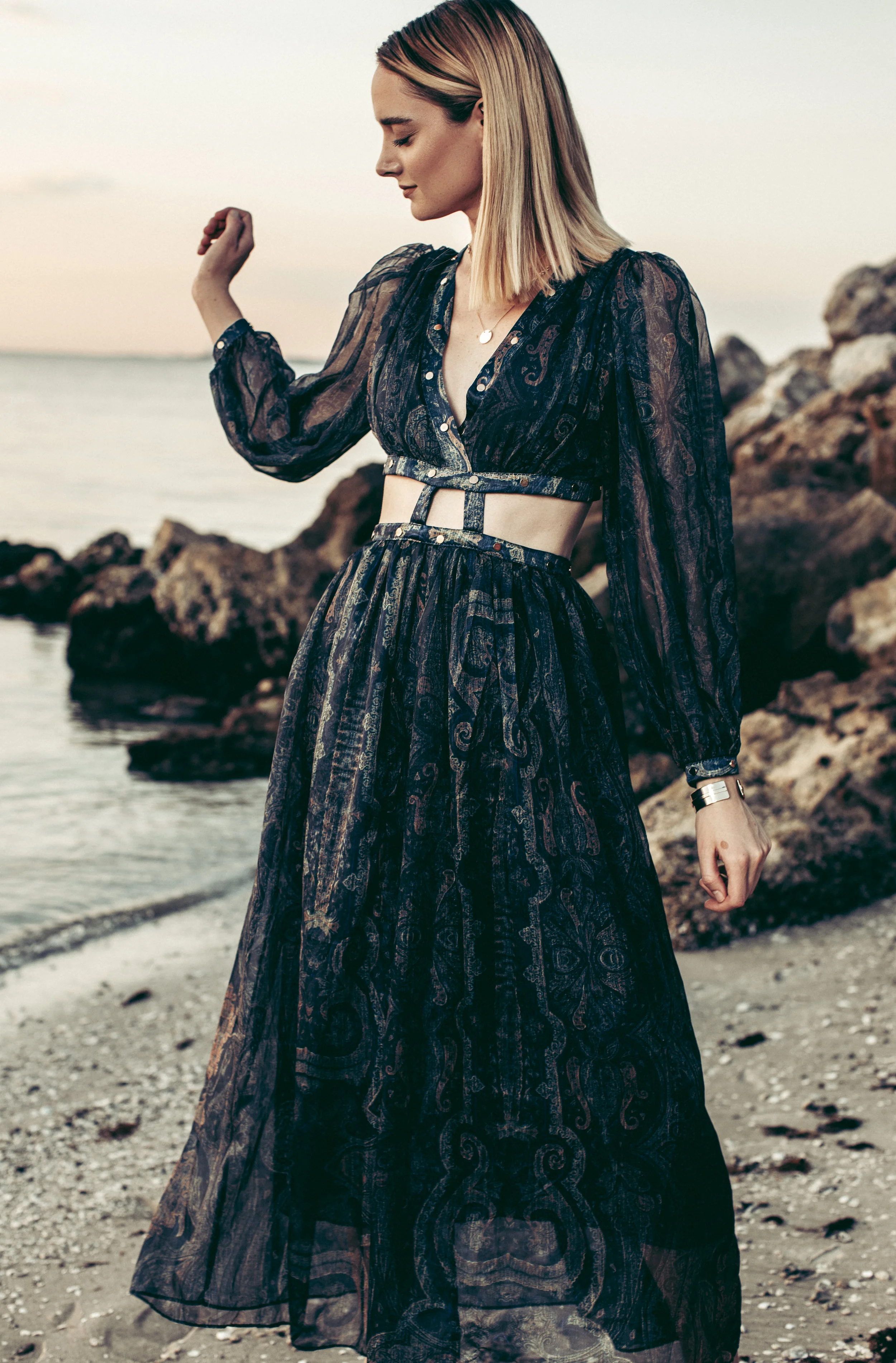 Elegant Navy Summer Two Piece Maxi Set