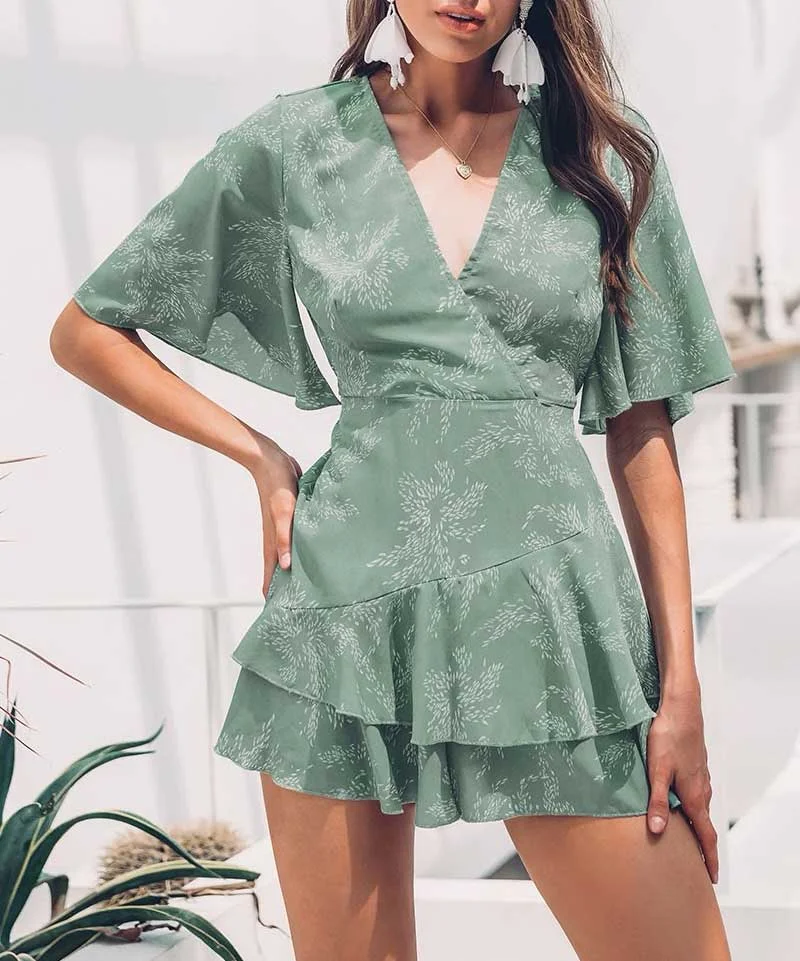 Green Frill Romper-Dress