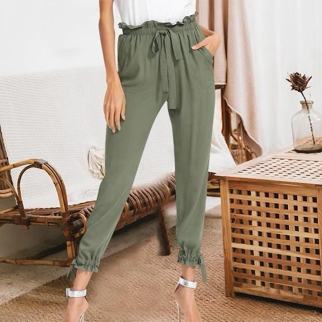 Green High Waist Harem Pants